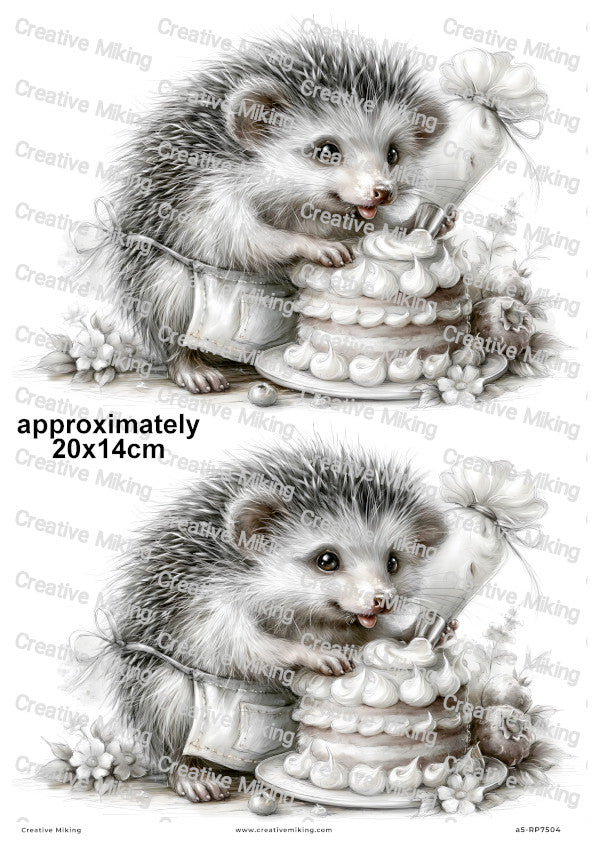 Hedgehog Baking Decoupage Rice Paper | RP7504
