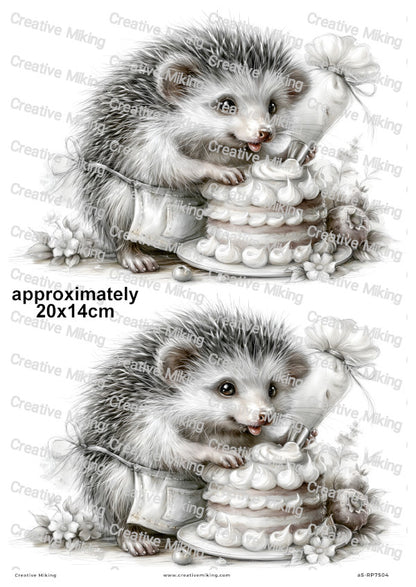Hedgehog Baking Decoupage Rice Paper | RP7504