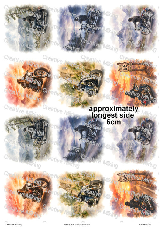 Motorbike Rider On Country Road Decoupage Rice Paper | RP7509