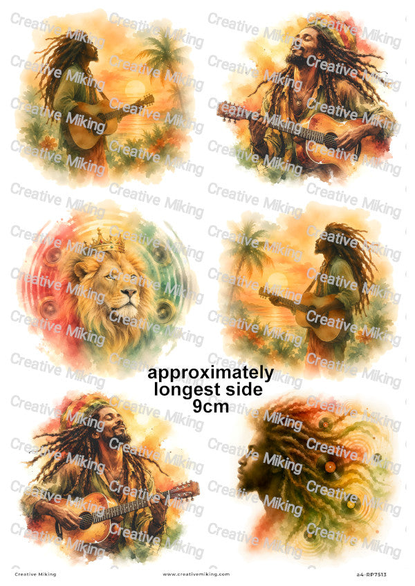 Reggae Musician Decoupage Rice Paper | RP7513