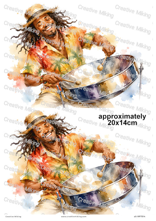 Caribbean Steelpan Player Decoupage Rice Paper | RP7514