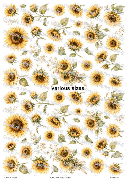 Sunflower Elements Decoupage Rice Paper | RP7518