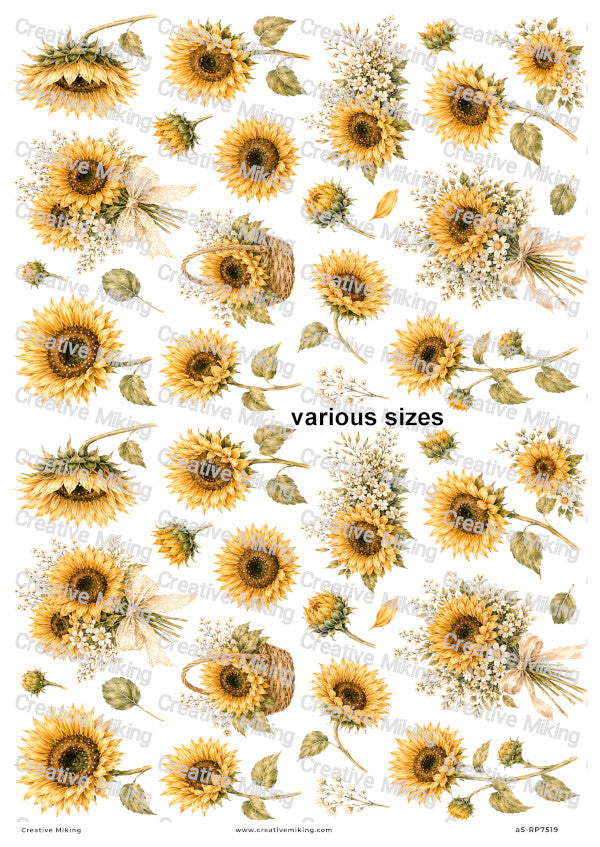 Sunflower Elements Decoupage Rice Paper | RP7519