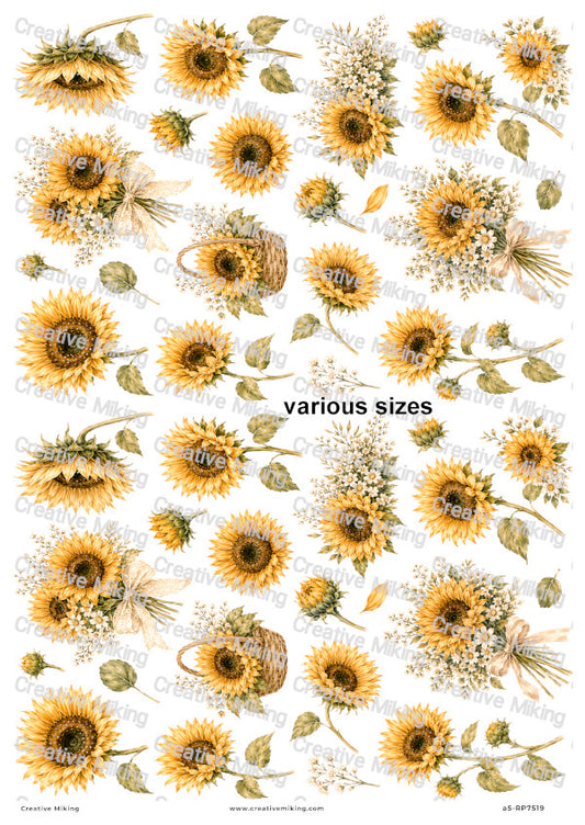 Sunflower Elements Decoupage Rice Paper | RP7519