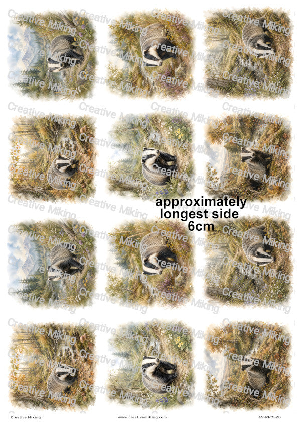 Badger In Autumn Woodland Decoupage Rice Paper | RP7526