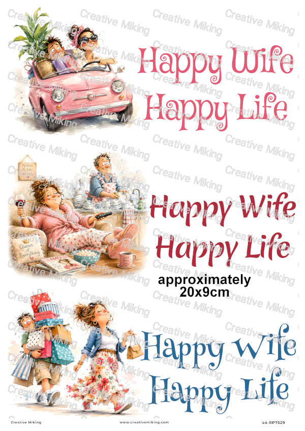 Husband And Wife Funny Decoupage Rice Paper | RP7529