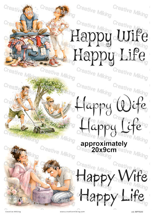 Husband And Wife Funny Decoupage Rice Paper | RP7530