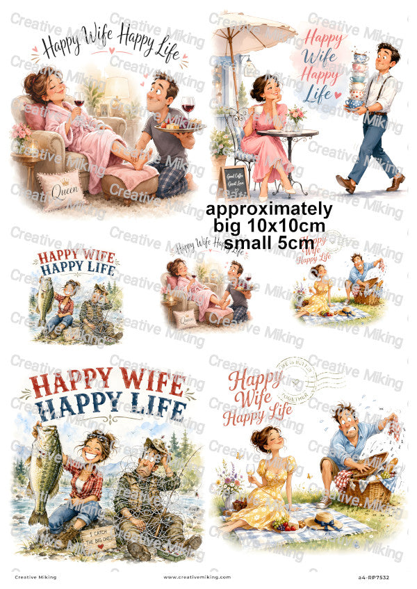 Husband And Wife Funny Decoupage Rice Paper | RP7532