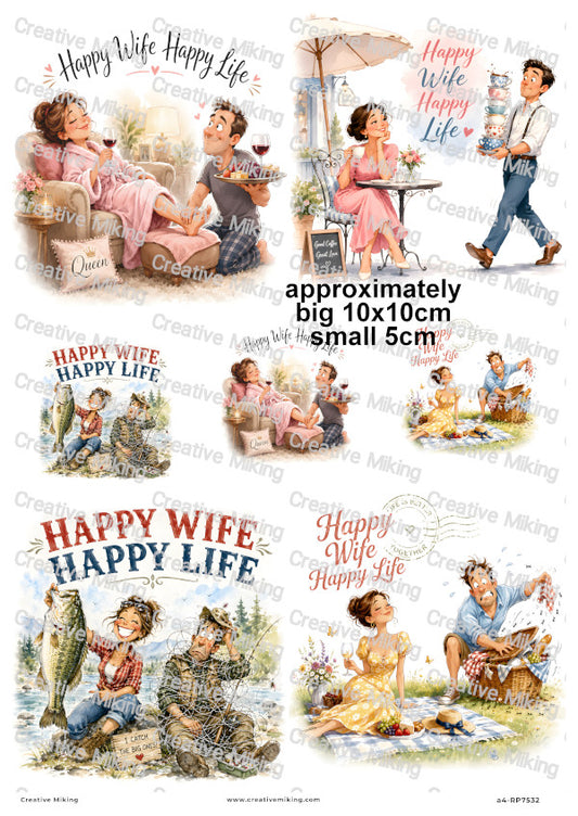 Husband And Wife Funny Decoupage Rice Paper | RP7532