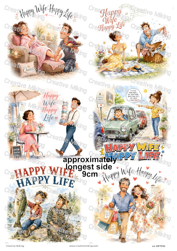 Husband And Wife Funny Decoupage Rice Paper | RP7535