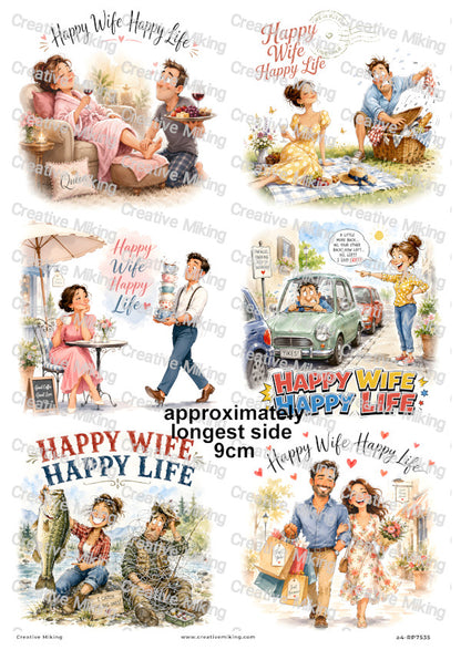 Husband And Wife Funny Decoupage Rice Paper | RP7535