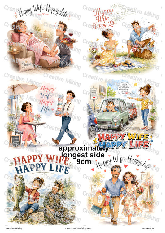 Husband And Wife Funny Decoupage Rice Paper | RP7535