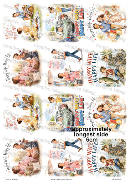 Husband And Wife Funny Decoupage Rice Paper | RP7535