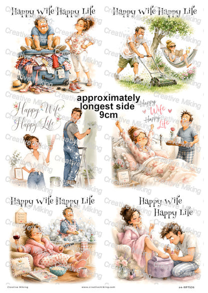 Husband And Wife Funny Decoupage Rice Paper | RP7536