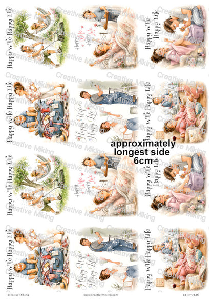 Husband And Wife Funny Decoupage Rice Paper | RP7536