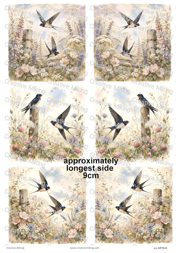 Swallow Birds Decoupage Rice Paper | RP7553