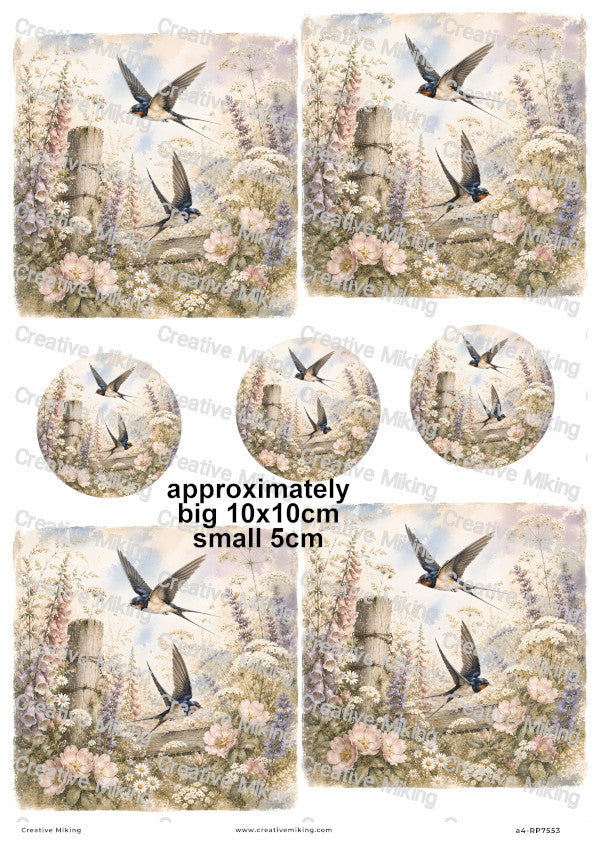 Swallow Birds Decoupage Rice Paper | RP7553b