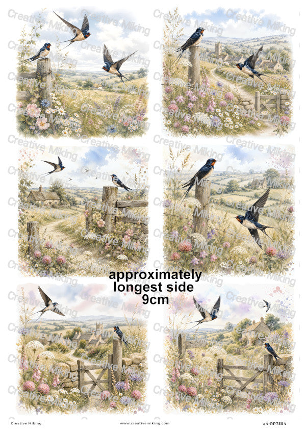 Swallow Birds Decoupage Rice Paper | RP7554