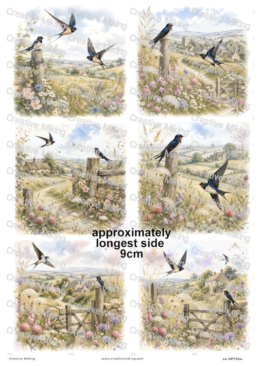 Swallow Birds Decoupage Rice Paper | RP7554