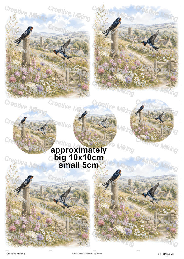 Swallow Birds Decoupage Rice Paper | RP7554c