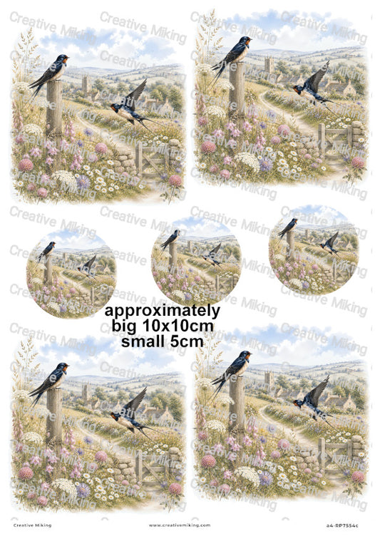 Swallow Birds Decoupage Rice Paper | RP7554c
