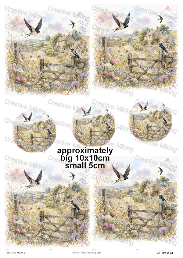 Swallow Birds Decoupage Rice Paper | RP7554d