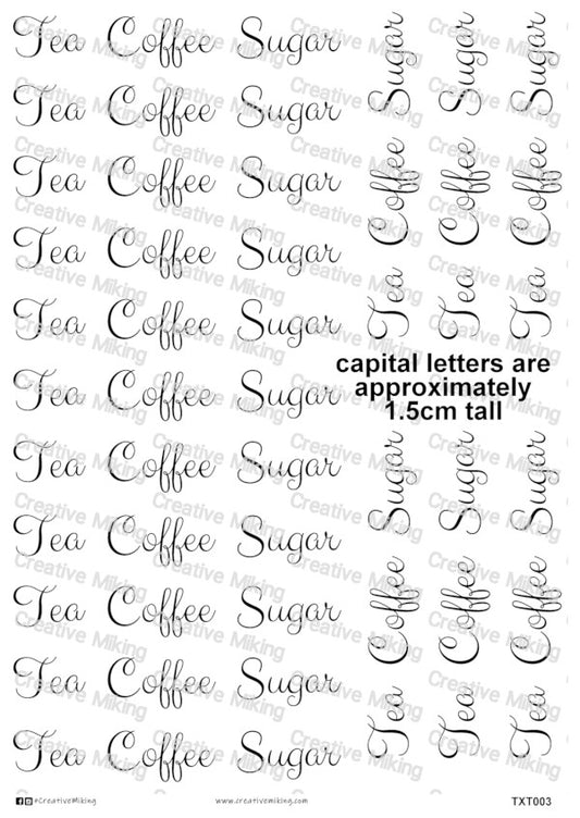 TXT003 - Tea, Coffee, Sugar