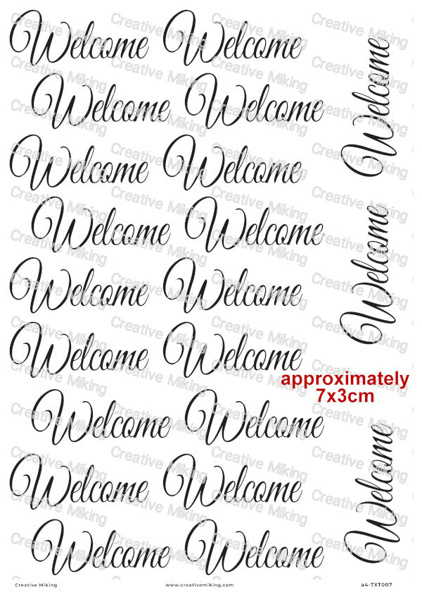Welcome Sign Text Decoupage Paper | TXT007