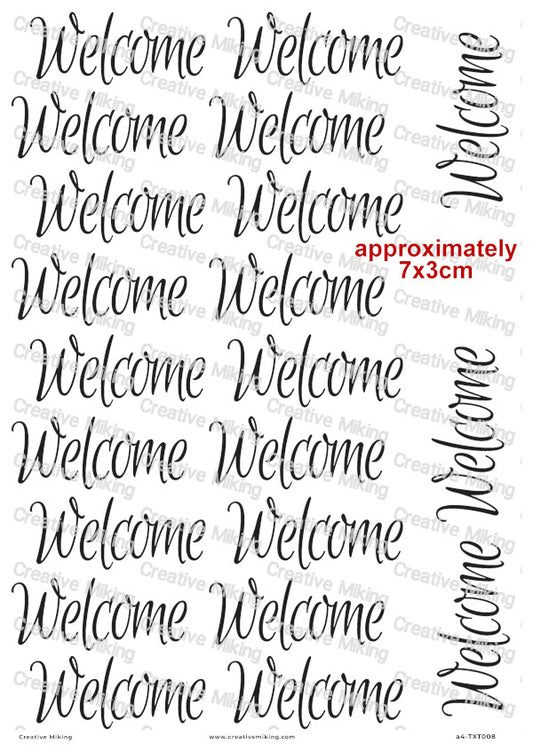 Welcome Sign Text Decoupage Paper | TXT008