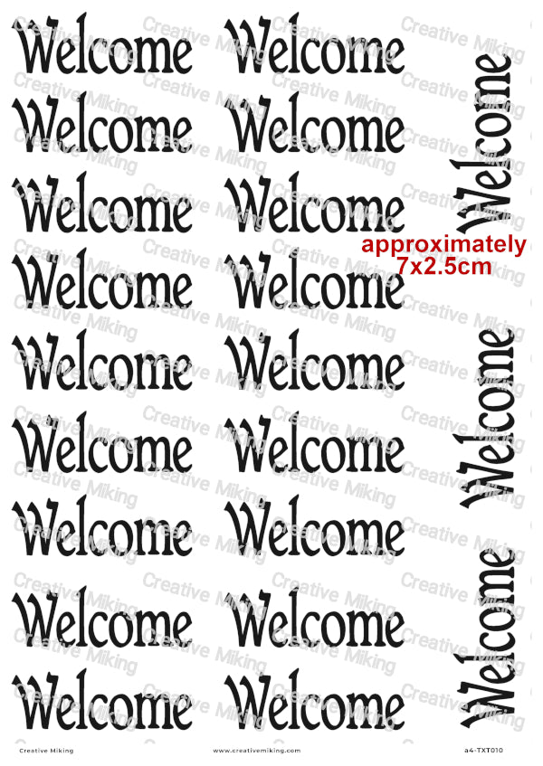 Welcome Sign Text Decoupage Paper | TXT010
