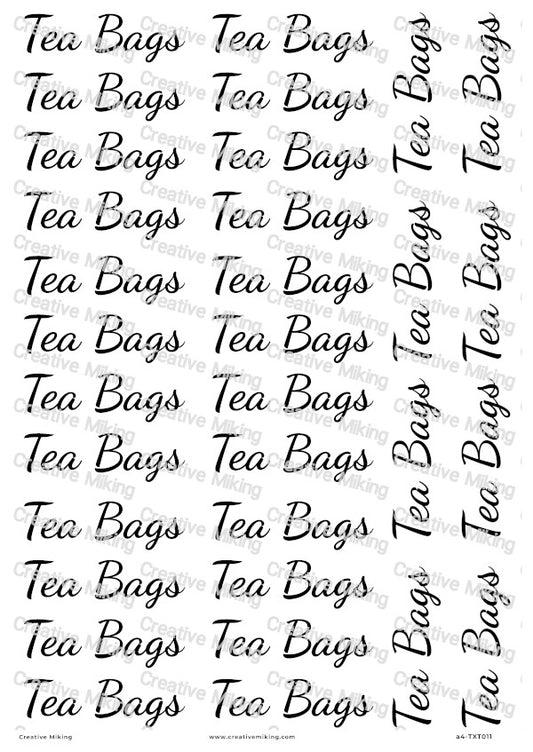 Kitchen Labels Decoupage Rice Paper - Tea Bags | TXT011