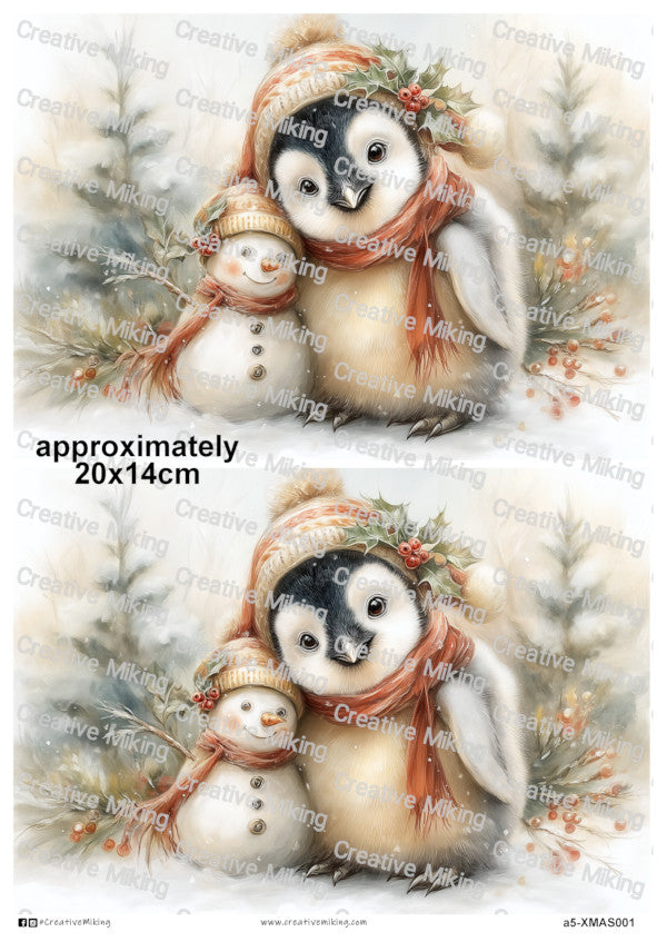 XMAS001 - Penguin with Snowman