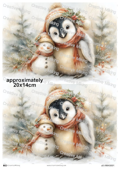 XMAS001 - Penguin with Snowman