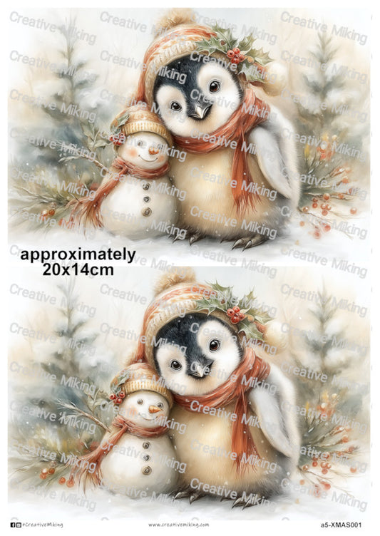 XMAS001 - Penguin with Snowman