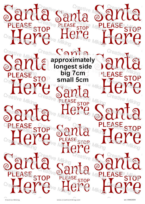 Santa Please Stop Here Christmas Decoupage Rice Paper | XMAS009