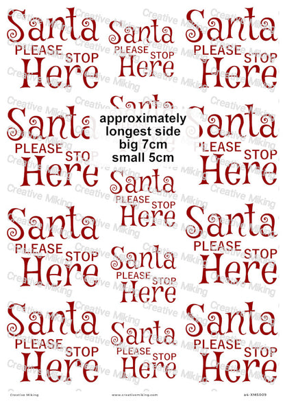 Santa Please Stop Here Christmas Decoupage Rice Paper | XMAS009