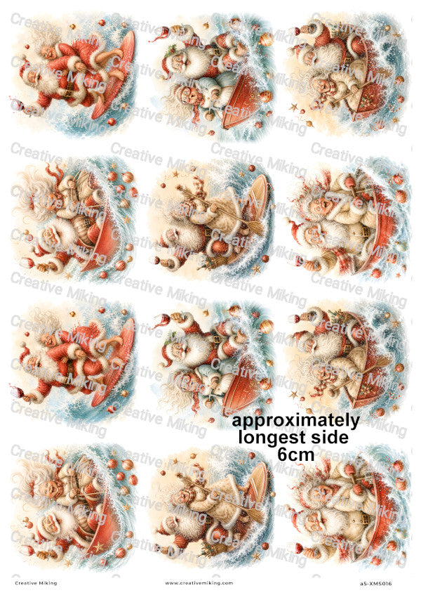 Santa And Mrs Claus Boat Ride Christmas Decoupage Rice Paper | XMAS016