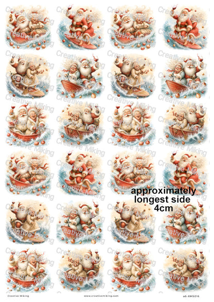 Santa And Mrs Claus Boat Ride Christmas Decoupage Rice Paper | XMAS016