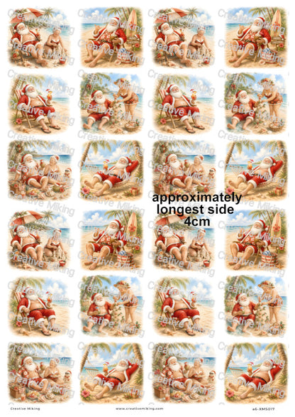 Santa Beach Holiday Christmas Decoupage Rice Paper | XMAS017