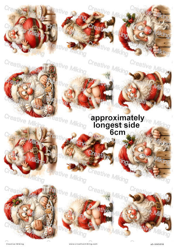 Funny Santa Christmas Decoupage Rice Paper | XMAS018