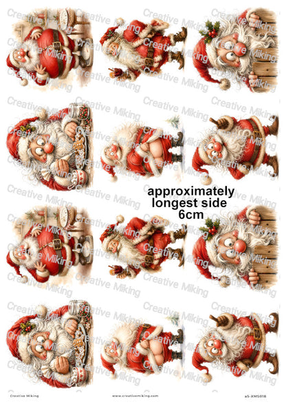 Funny Santa Christmas Decoupage Rice Paper | XMAS018