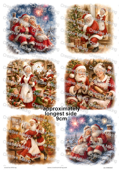 Santa And Mrs Claus Christmas Scenes Christmas Decoupage Rice Paper | XMAS021