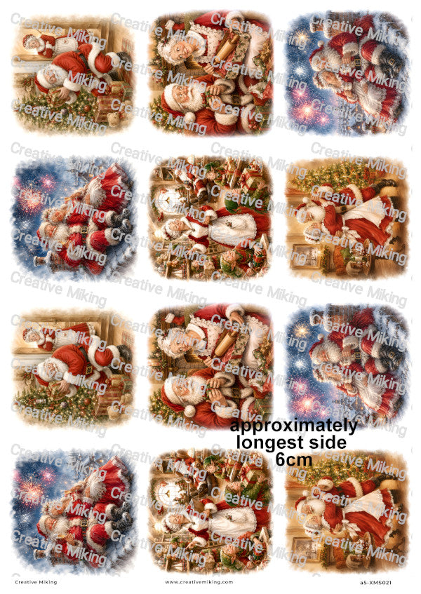 Santa And Mrs Claus Christmas Scenes Christmas Decoupage Rice Paper | XMAS021