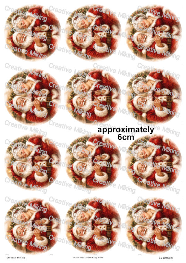 Santa And Mrs Claus With Wine Christmas Decoupage Rice Paper | XMAS023