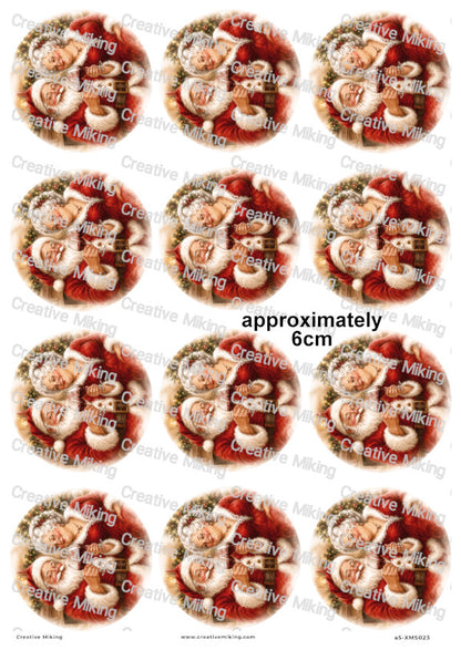 Santa And Mrs Claus With Wine Christmas Decoupage Rice Paper | XMAS023