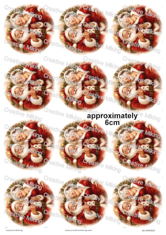 Santa And Mrs Claus With Wine Christmas Decoupage Rice Paper | XMAS023