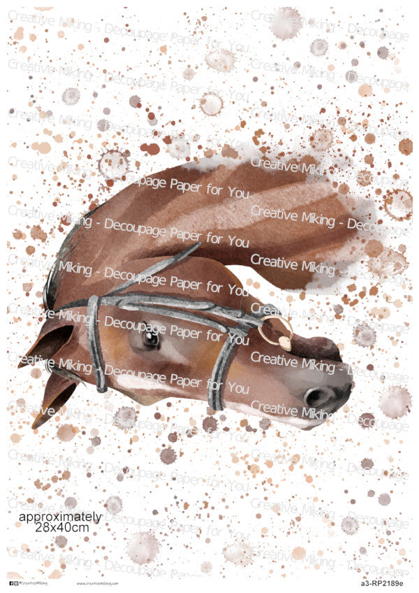 Horse Watercolor Splash Decoupage Paper | RP2189e