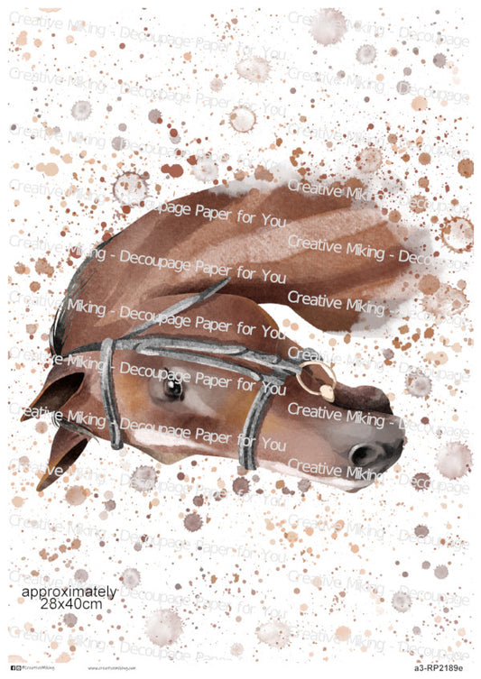 Horse Watercolor Splash Decoupage Paper | RP2189e