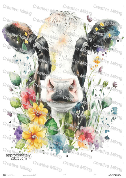 Cow Floral Decoupage Paper | RP2533a