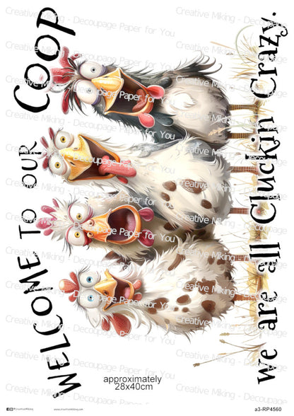 Chicken Funny Decoupage Rice Paper | RP4560